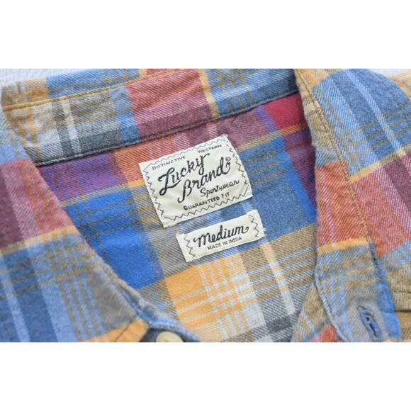 Lucky Brand Big Button Shirt Classic Fit Long Sleeve Plaid Button Up Mens Medium - Picture 6 of 7